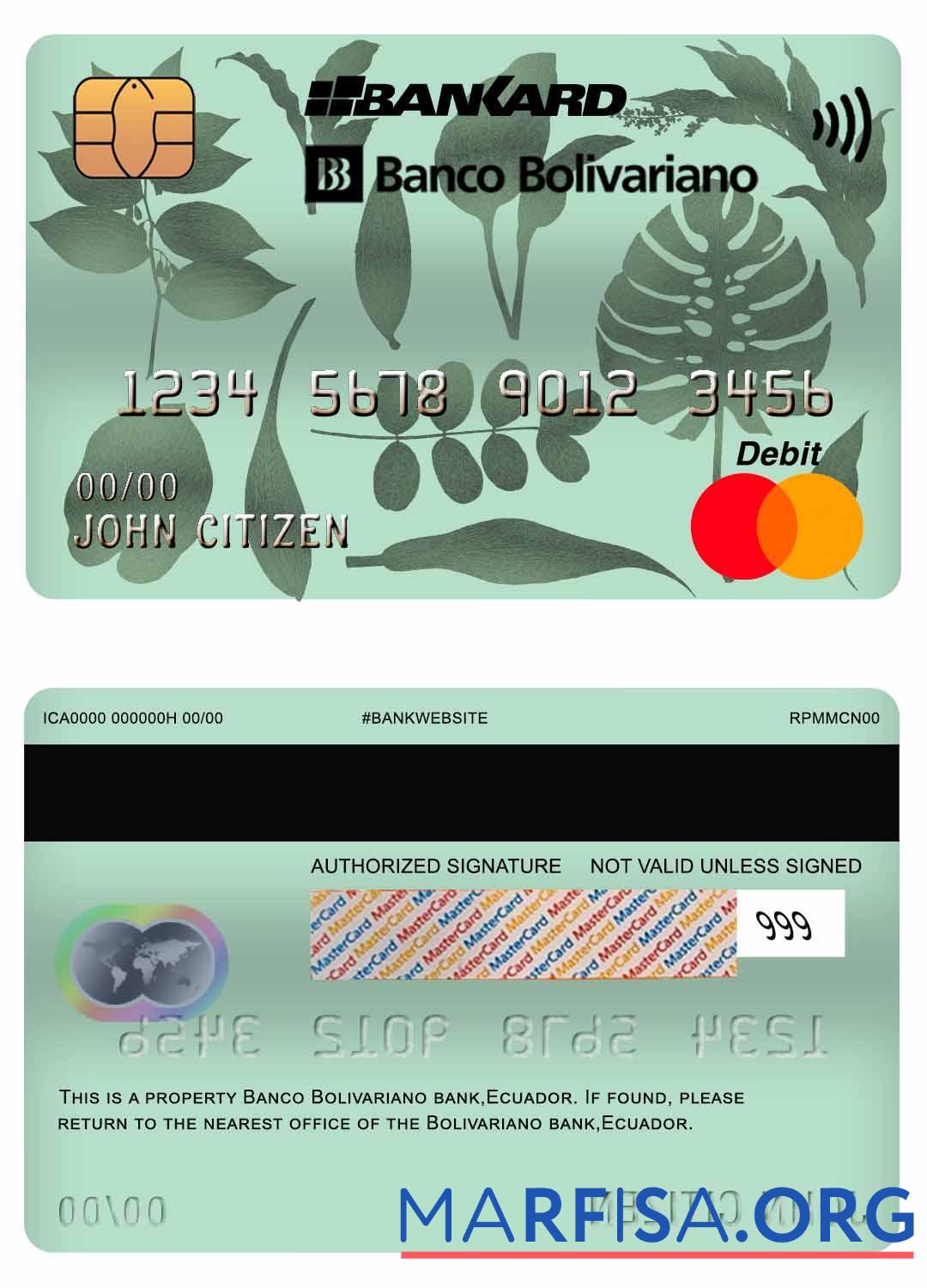 Downloadable Ecuador Banco Bolivariano mastercard example